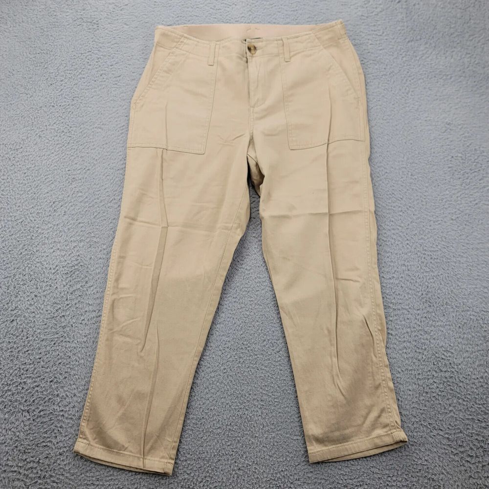 Tommy Hilfiger Pants Womens Large Tan Tapered Cropped Pockets‎ Comfort